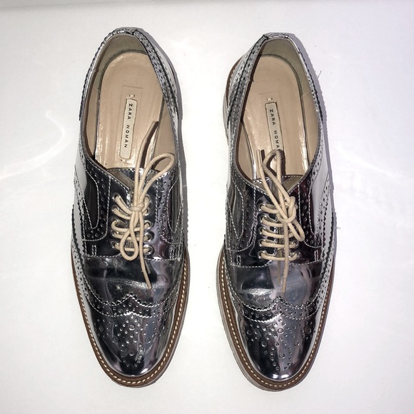 Metallic Platform Brogues Loafers - Picture 2 of 5